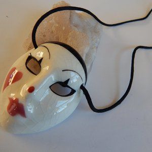 Vintage Harlequin Porcelain Pendant